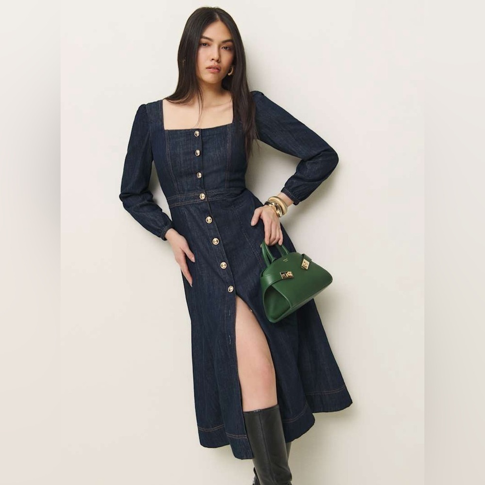 Reformation Celeste Denim Midi Dress NWT , sz : 0